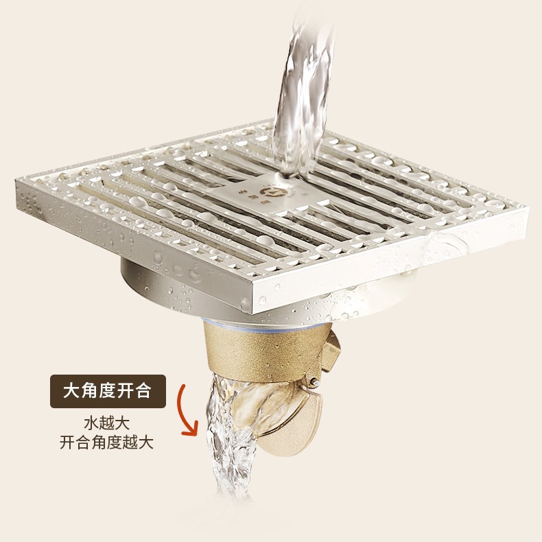 老铜匠全铜地漏防虫奶油白地漏阳台洗衣机法式奶油风地漏防臭地漏