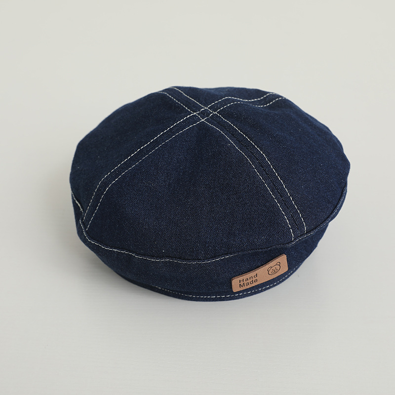 Boina para niños de estilo japonés primavera y verano nuevos niños y niñas retro versátil Denim octogonal sombrero otoño bebé pintor sombrero moda