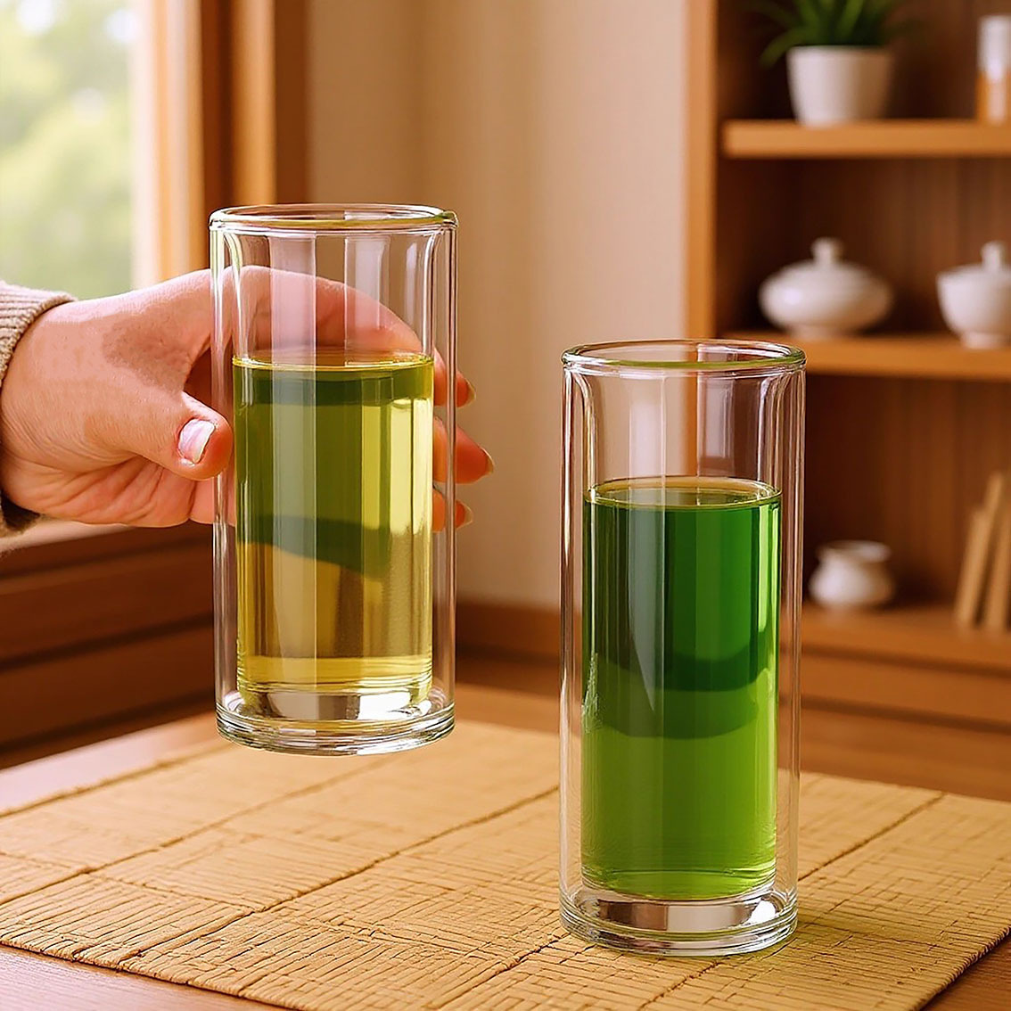 Glass double-layer household open straight tube transparent high boron water cup glass high boron silicon lidless tea cup wholesale