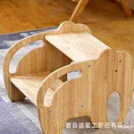 亚马逊新款木质儿童浴室凳大象形状儿童凳高台阶凳宝宝洗漱凳