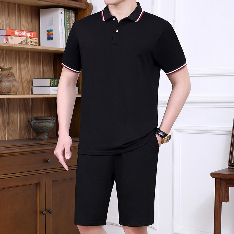 Papá camiseta de verano para hombres 2025 verano nuevo algodón de manga corta pantalones cortos de mediana edad ocio suelto juego deportivo