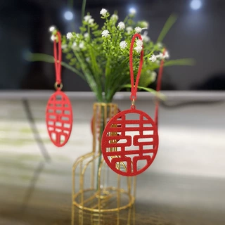 厂家传统红喜字挂饰挂件绿植门把手包挂件婚房布置装扮拍照用品