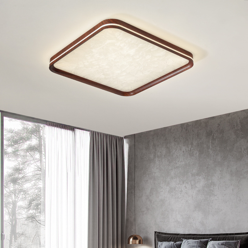 [Selección estricta] simple moderna lámpara de techo retro de espectro completo lámpara de protección de ojos lámpara principal de color nuez lámpara medieval