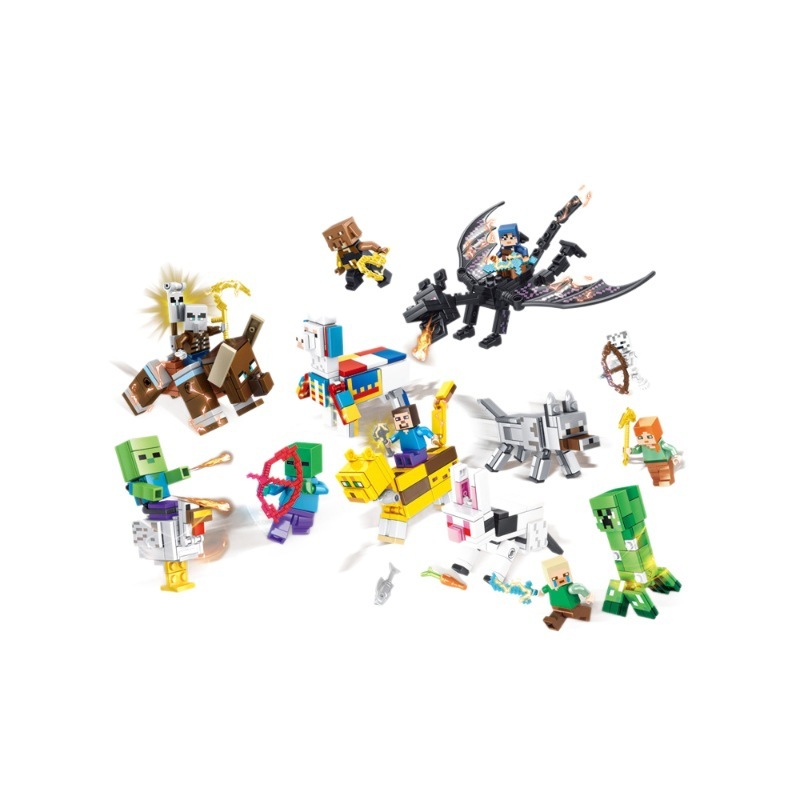 Minecraft 小さな粒子ビルディングブロックは、レゴファームエンドドラゴンヒョウ猫アルパカビルディングブロック子供のおもちゃと互換性があります|undefined