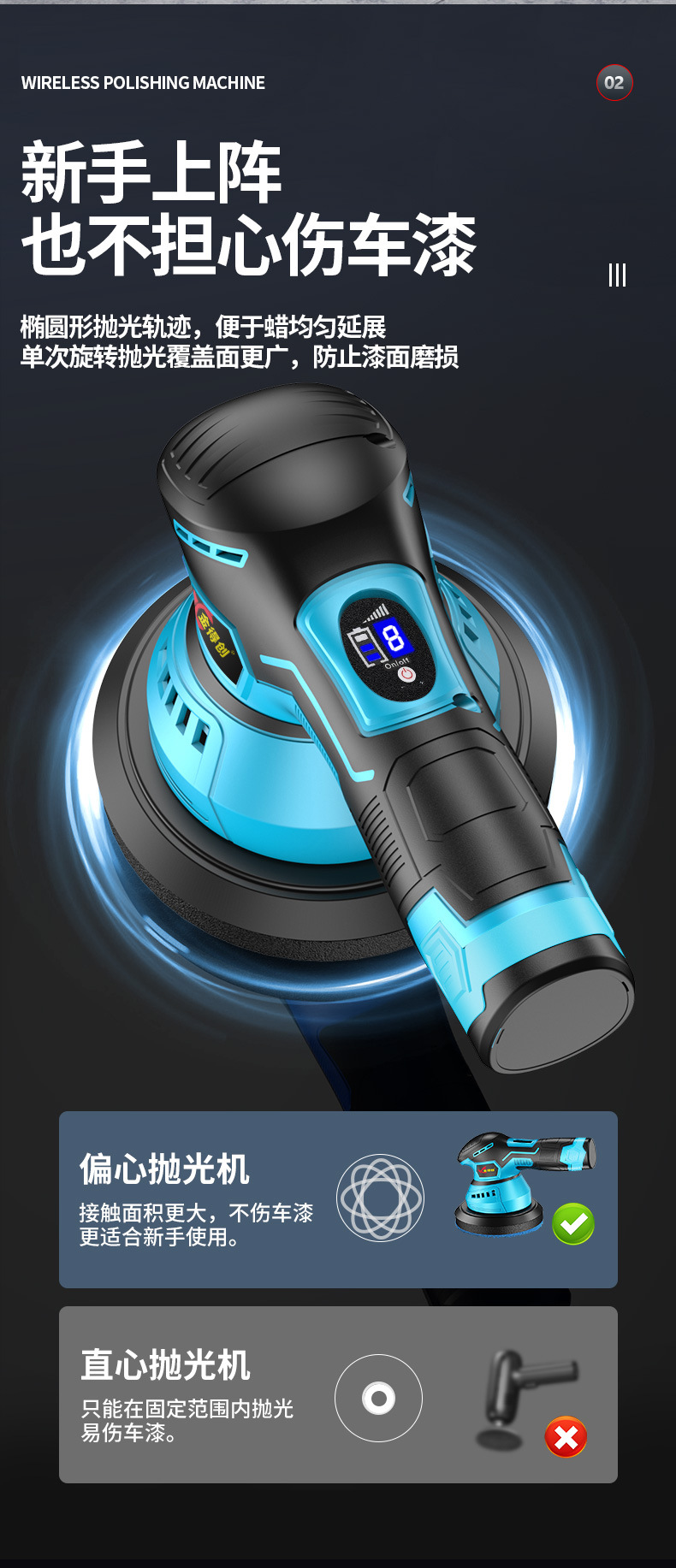 Wireless Waxing Machine Lithium Battery Da Charging Car Floor Small Electric Polishing and Grinding Car Beauty Wholesale