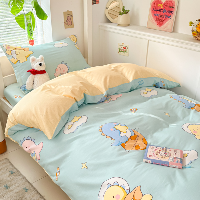 Ropa de cama de tres piezas de algodón para dormitorio de estudiantes universitarios, ropa de cama de algodón, funda de edredón, colchón de seis piezas, bolso de check-in