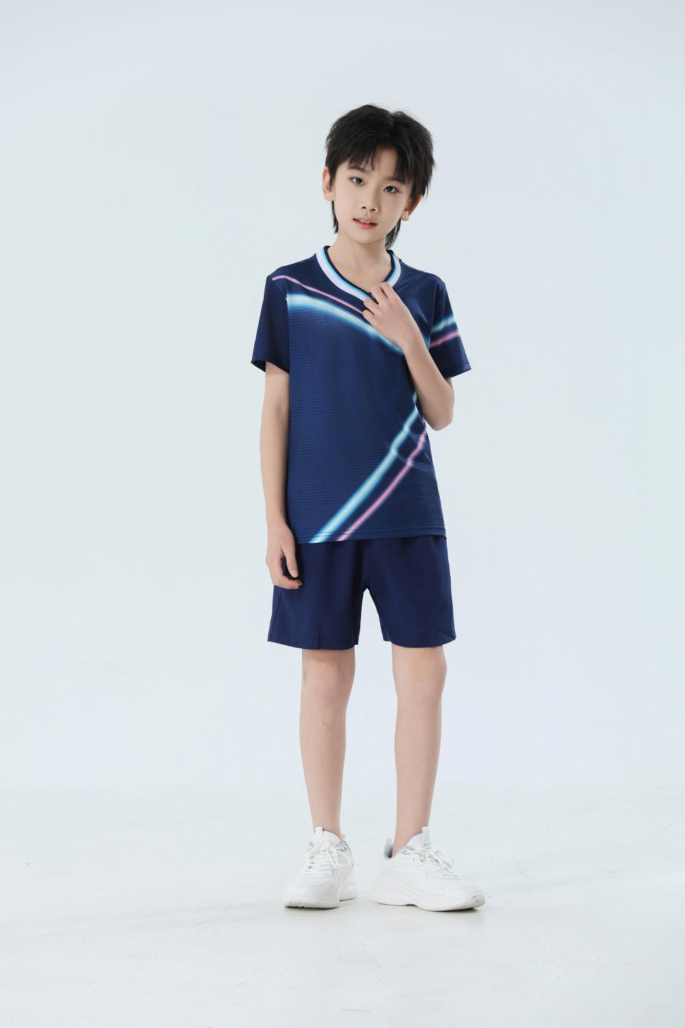 Nuevo set de bádminton transpirable de secado rápido hombre y mujer V-collar chaqueta deportiva para niños adultos con impresión personalizada image 12