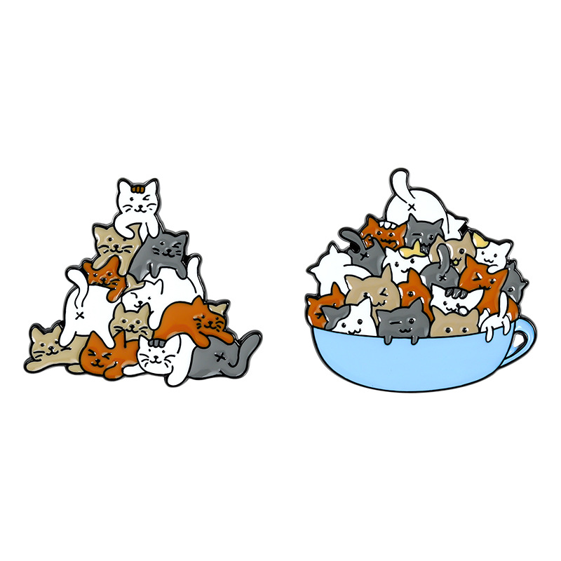 7g Weight Brooches Classification Casual, Daily Occasion Alloy Material Cat Pattern All Seasons Season Unisex Gender Plating Design Cute Style Cute Pin Cat Alloy Plating Unisex Brooches 2