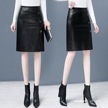 2025过膝半身裙新款高腰显瘦女包臀海宁皮裙秋冬绵羊皮中长裙品牌