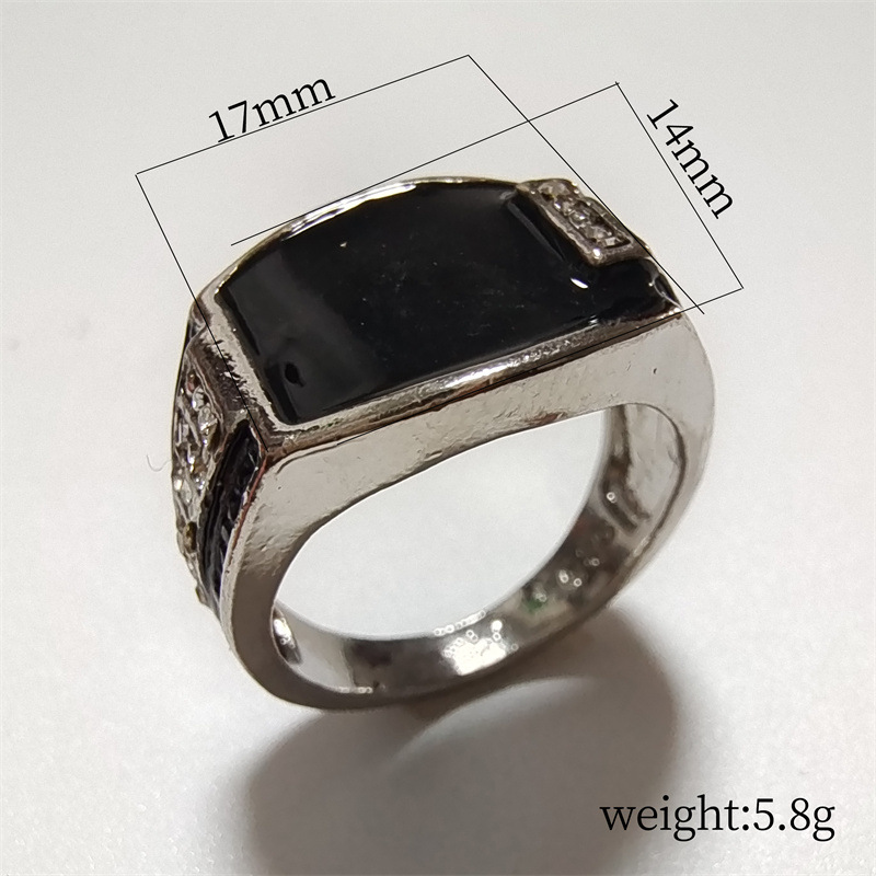 9g Weight Simple Style Geometric Alloy Inlay Gem Rhinestones Men's Rings