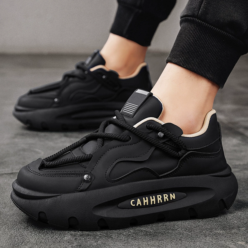 2024 новая осенняя мода универсальная обувь на толстой подошве с подъемом dad shoes кожаная строчка через ремень спортивная обувь для мужчин
