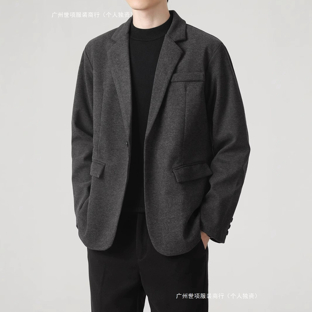 Осенний и зимний повседневный костюм мужской гонконгский стиль винтаж свободный дикий стиль легкий ветер большой размер пиджак