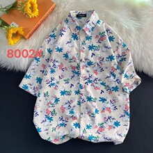 港风花衬衫短袖男夏季古着vintage印花港味碎花衬衣宽松薄款上衣