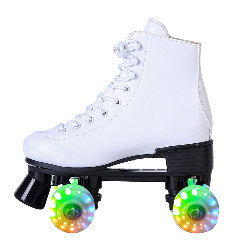 Patines de doble fila patines hebilla con patinaje de velocidad negro universal doble rueda con ruedas polea de cuatro ruedas patines brillantes