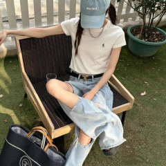 スキャン可能/RLラフ ラウンドネック 半袖 Tシャツ レディース ポニー刺繍 トップス おしゃれ シンプル カジュアル 万能 夏