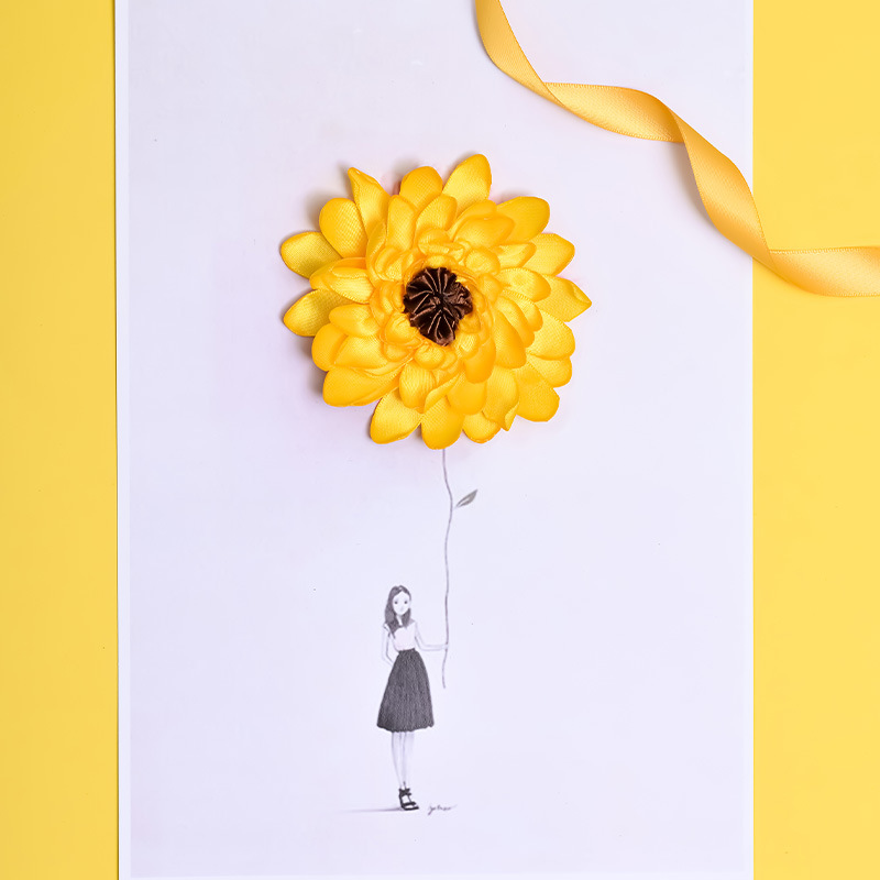 Yao Ming serie amarilla cinta hecho a mano DIY material embalaje flor tienda Navidad regalo decorativo cinturón