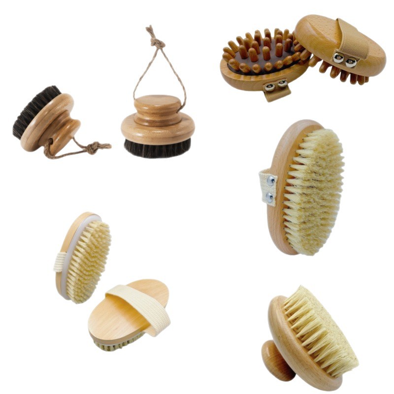 Lugar al por mayor artefacto de baño Cepillo de baño de limpieza de mango largo de madera maciza Cepillo de baño para frotar Cepillo de espalda para frotar Cepillo de baño de cerda de cerdo de pelo suave