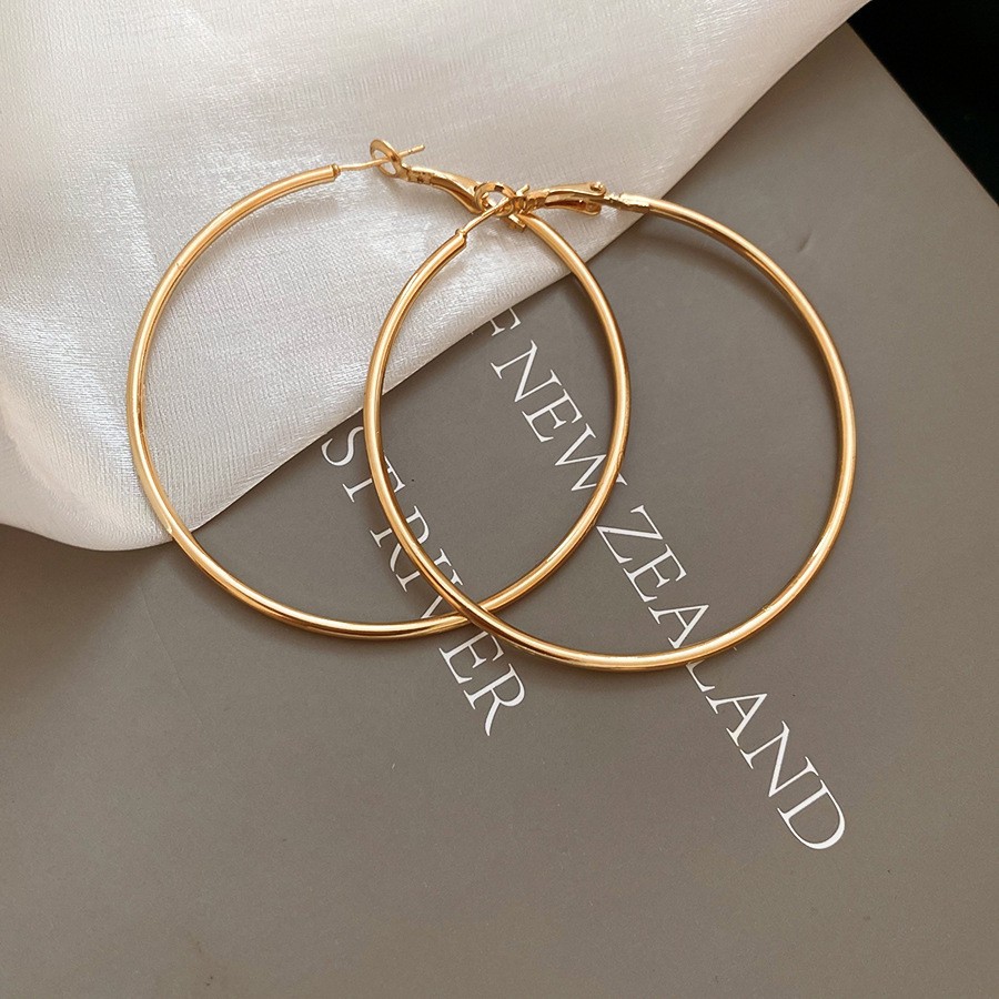 Pendientes geométricos de anillo simple de nuevo estilo transfronterizo de aguja de plata, sentido de diseño, pendientes de lujo simples y ligeros, pendientes de sentido de alta gama de moda al por mayor