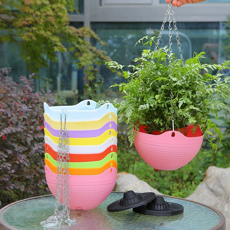 Подвесная корзина Цветочный горшок Diaolan Pot Самопоглощающийся пластиковый цветной цветочный горшок Подвесной настенный зеленый цветочный горшок Цвет Большой цветочный горшок