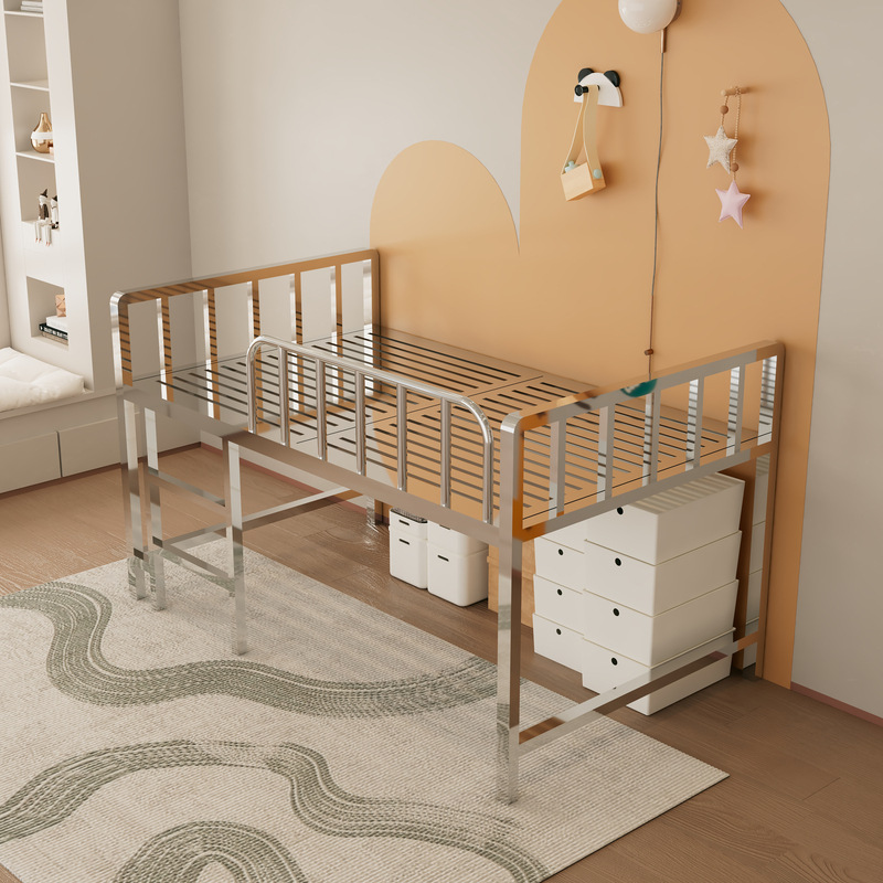 Original color stainless steel half-height bed + breathable bed board