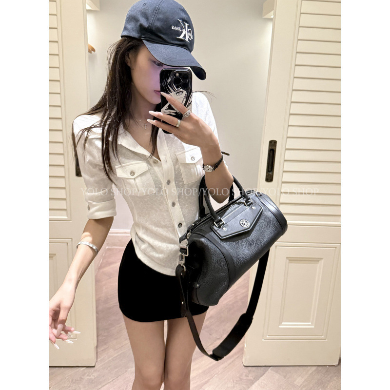 In-Stock Lazy Cotton Short-Sleeve Slim-Fit Five-Quarter Sleeve Stretch Work Shirt for Women, White Polo Shirt Versatile In-Stock Lazy Cotton Short-Sleeve Slim-Fit Five-Quarter Sleeve Stretch Work Shirt for Women, White Polo Shirt Versatile