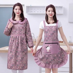 Apron for women, summer waterproof, home kitchen cooking long-sleeved canvas apron, catering workwear apron, wholesale apron waistband