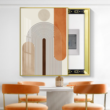 莫兰迪北欧竖款电表箱装饰画配电箱弱电箱开关挂画多媒体箱遮挡