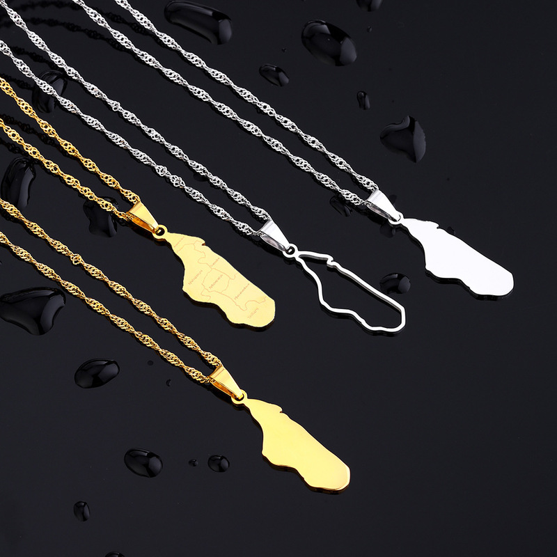 New fashion Madagascar map with city pendant necklace stainless steel men and women map jewelry accessories