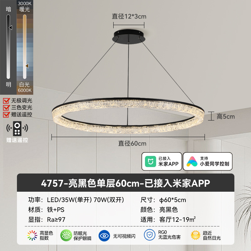 4757-Chandelier de una sola capa - 60cm se ha conectado a Mijia APP-Full Spectrum (Daguayuan Garden)
