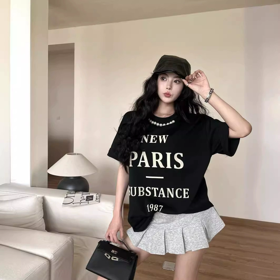 Футболка oversize American style, круглый ворот, летний повседневный крой