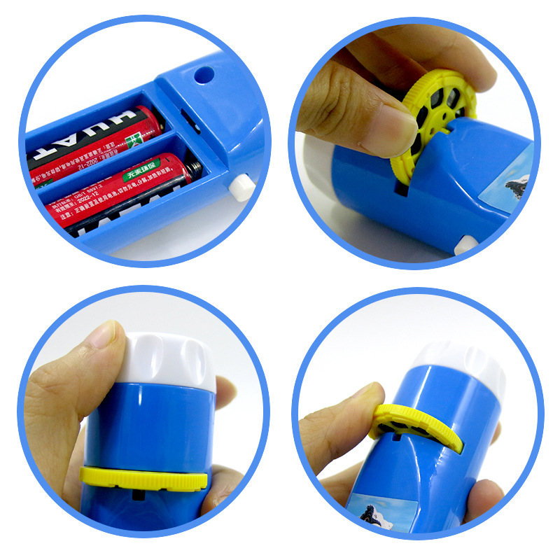 Nuevos niños sabiduría ciencia y educación juguetes 24 sombra multifunción dinosaurio proyección linterna proyector 2-en-1