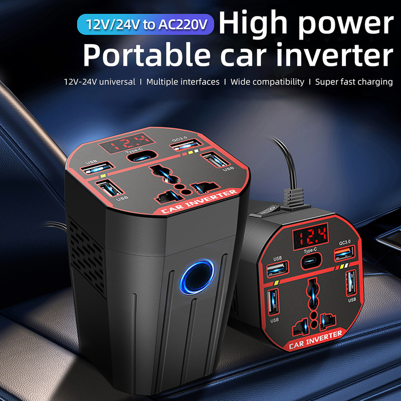 Car Inverter 12V24V to Ac 220V Power Converter High-Power Car Truck Household Socket Converter