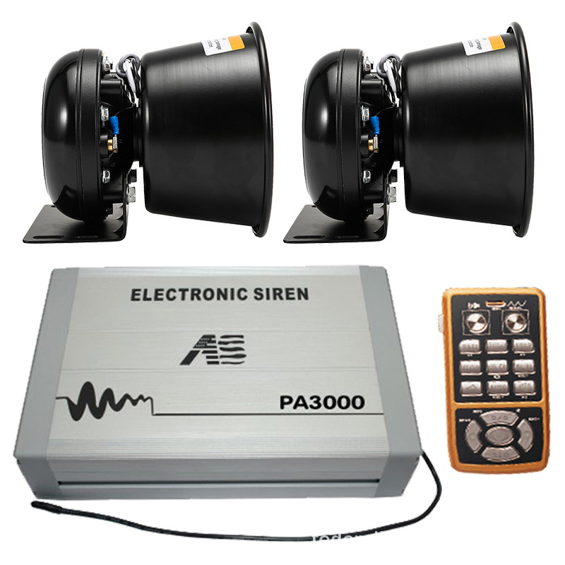PA3000M Vehicle-mounted Wireless Siren Speaker, Electronic Alarm, High-Pitched Speaker + Black Hawk Speaker