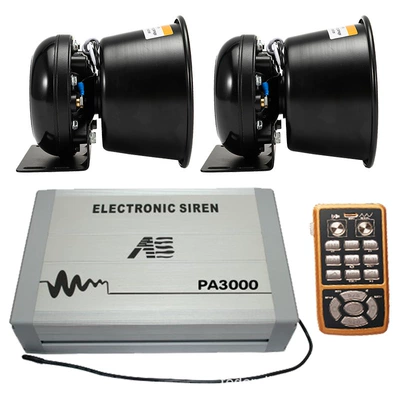 PA3000M Vehicle-mounted Wireless Siren Car horn/tweeter - pa3000m-main-unit-round-speaker-set-12v