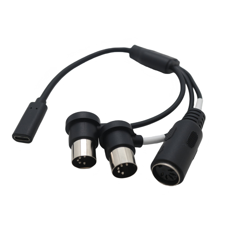 Din5 2 Male to 1 Female to Usb2.0 Female Adapter, One-To-Three Audio Cable, Midi to USB Connection Cable, with Sr Anti-Bending Feature Din5 2 Male to 1 Female to Usb2.0 Female Adapter, One-To-Three Audio Cable, Midi to USB Connection Cable, with Sr Anti-Bending Feature
