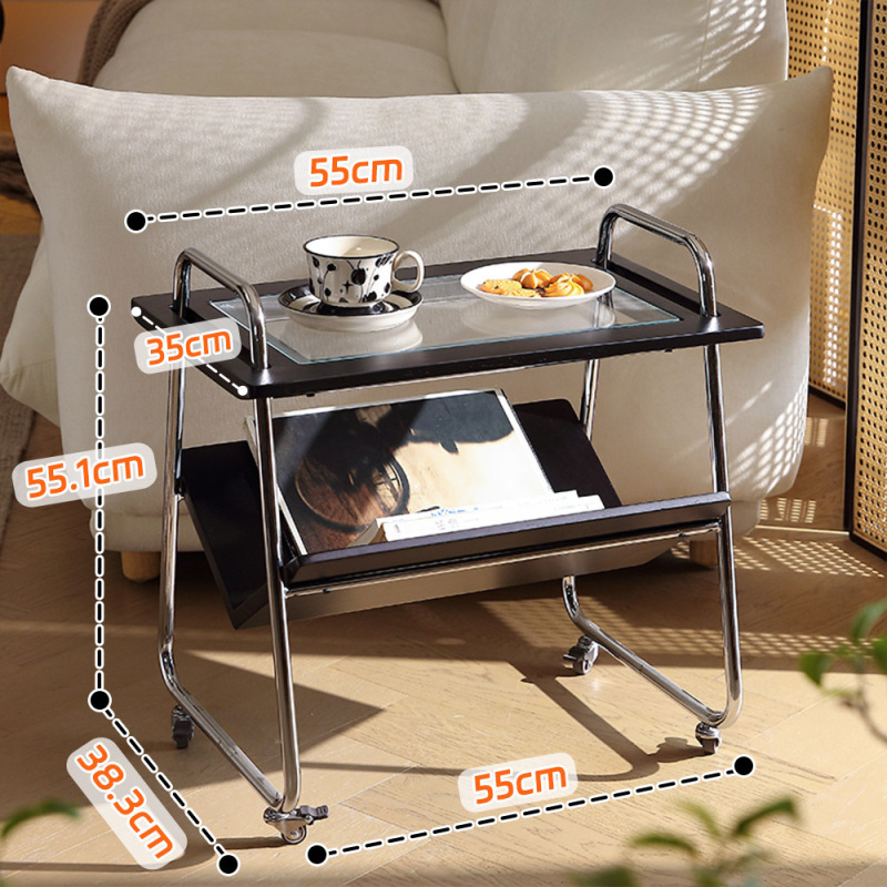 中古の木のお茶のいくつかの移動可能なソファーの辺のいくつかの胡桃の色のレトロなサイドキャビネットの客間の小さい車のベッドの棚|undefined