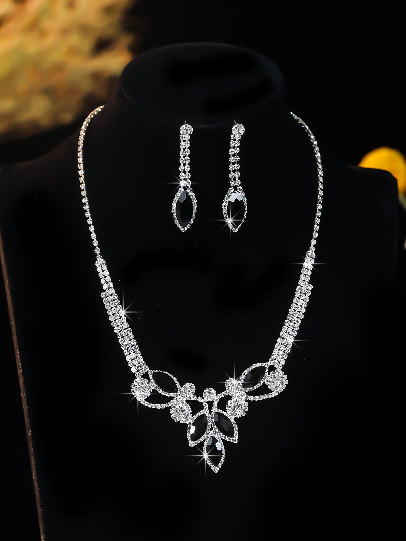 conjunto de colar brinco conjunto de joias conjunto de vestido de banquete colar elegante tudo combina joias de noiva_voghion.com