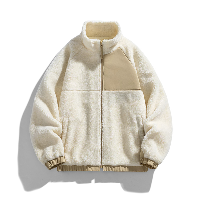 Men's Jacket Lamb Wool Thick Warm Fleece Stand Up Collar Jacket_voghion.com
