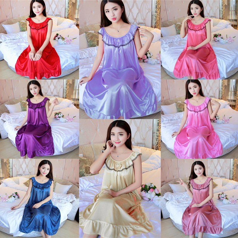 2023 camisón de seda de hielo de verano delgado de seda de las mujeres de mediana edad sexy suave cómodo pijamas homewear de las mujeres al por mayor