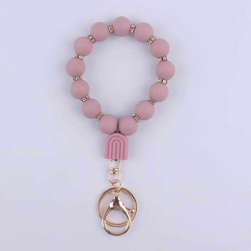 Beaded Design Artistic Solid Color Alloy Silica Gel Beaded Women's Keychain