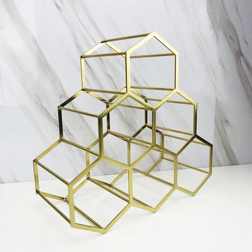 European style golden iron wine rack ins living room creative wine cabinet display rack honeycomb bar decorative ornaments