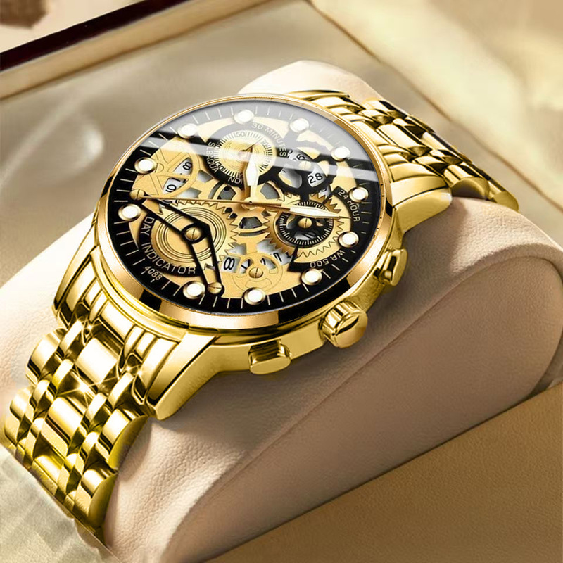 Cross-border KASRLUO brand quartz movement hollow waterproof watch men's European and American fashion calendar watch men Cross-border KASRLUO brand quartz movement hollow waterproof watch men's European and American fashion calendar watch men