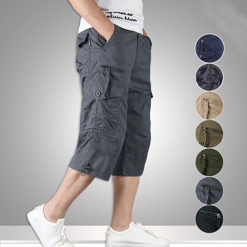Wholesale Cropped Pants Men's Cargo Pants Mid-Length Pants Men's Loose Thin Men's Multi-Pocket Outdoor Sports Casual Shorts