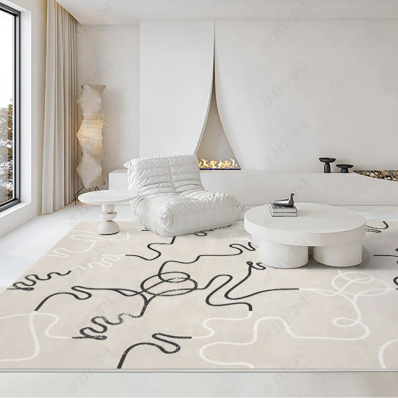 Estilo crema simple absorbente sala de estar alfombra hogar suave antideslizante gran área manta completa dormitorio alfombra francesa