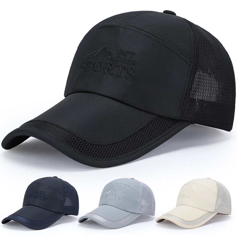 Malla al aire libre transpirable protector solar sombrilla béisbol hombres verano pesca pato lengua sombrero marea_voghion.com