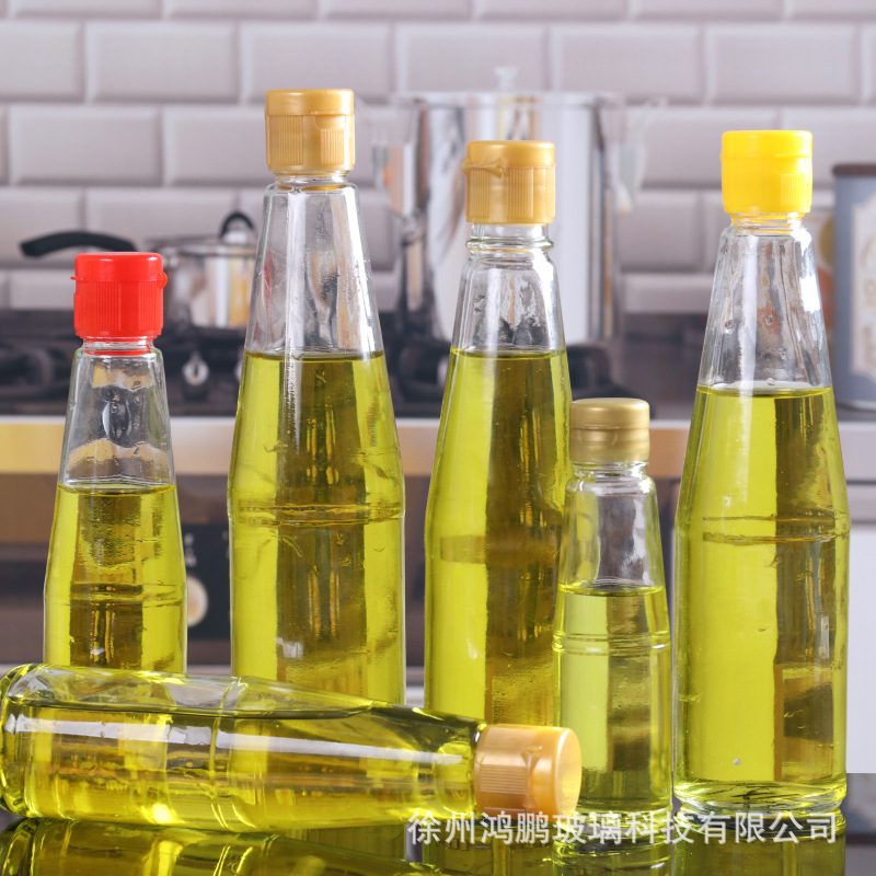 厂家批发锥形玻璃带盖麻油瓶密封芝麻香油瓶耐热香油瓶山茶酱醋瓶