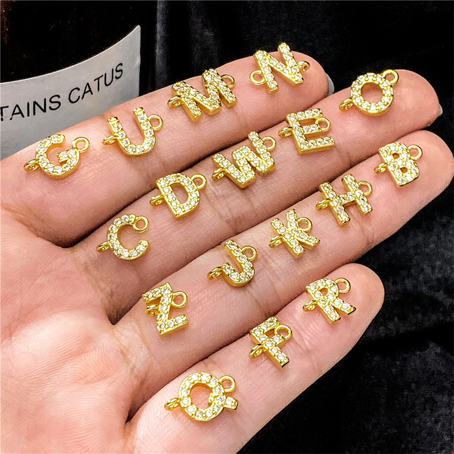 3g Weight Connectors Jewelry Making Type 7.7*13mm Jewelry Making Size Zircon Inlay Material DIY Jewelry Accessories, Bracelets Classification 1 Piece Quantity Copper Material Letter, Word Pattern Simple Style Style Beaded, Inlay Craft 1 Piece 7.7*13mm Copper Zircon Letter Word Connectors DIY Jewelry Accessories Bracelets 5