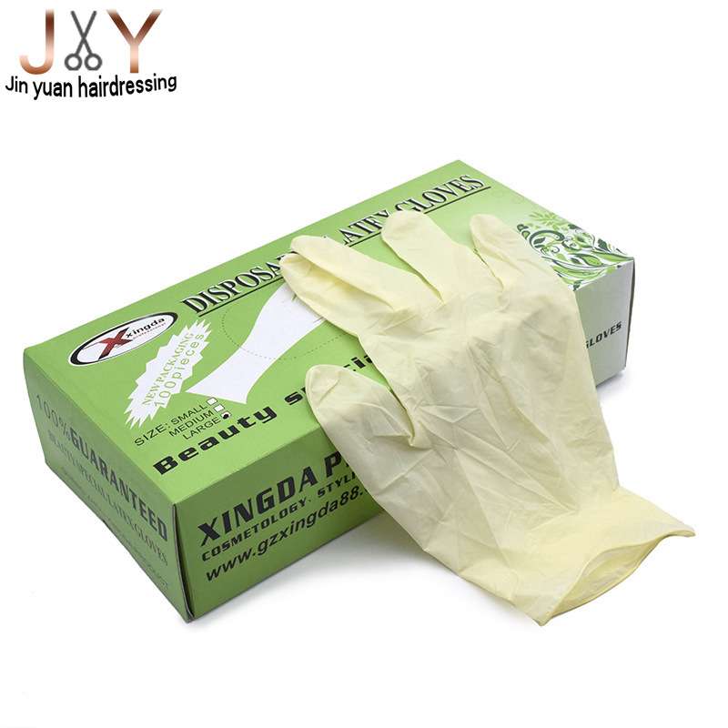 一次性乳胶手套50只装美发烫染手套白乳胶手套纸盒装手套现货批发