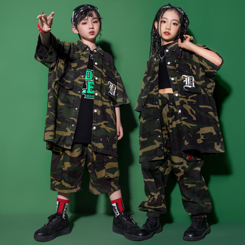 Girl's Jazz Dance Costume Cool Japanese Street Dance Performance Suit Set Children's Hip-Hop Hiphop Fashion Show Stage Trendy