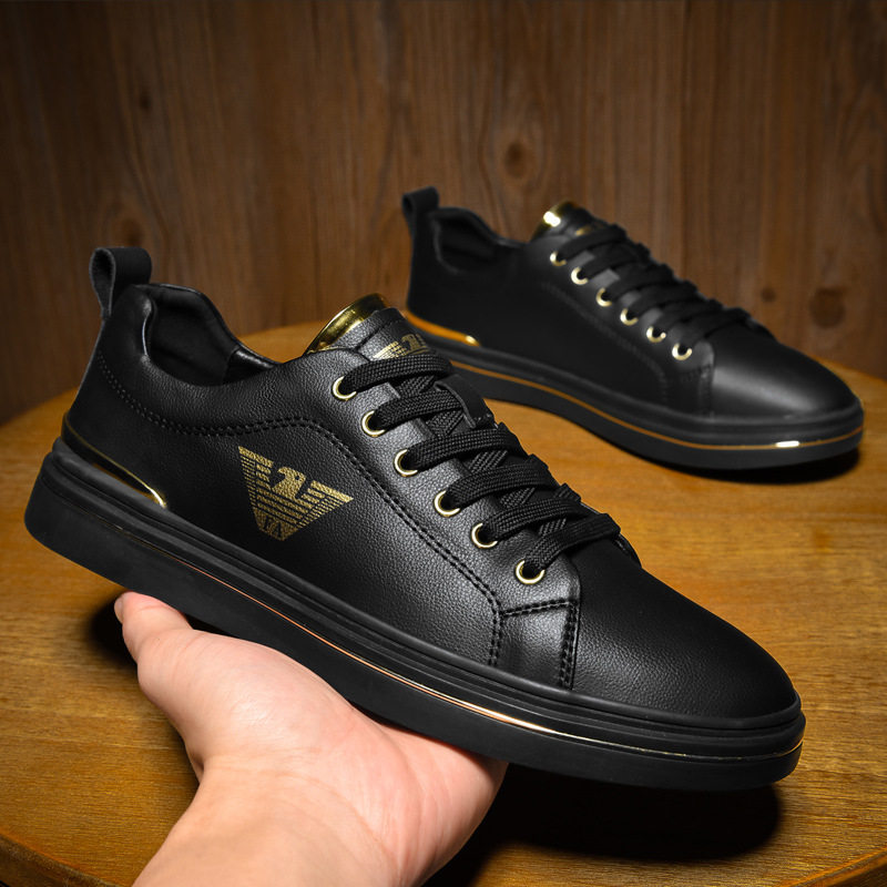 Giày sneaker nam da thật thoáng khí, đế bệt cổ thấp, dáng thời trang — FA2800 màu trắng, FA2800 màu đen, K2800 trắng, K2800 đen